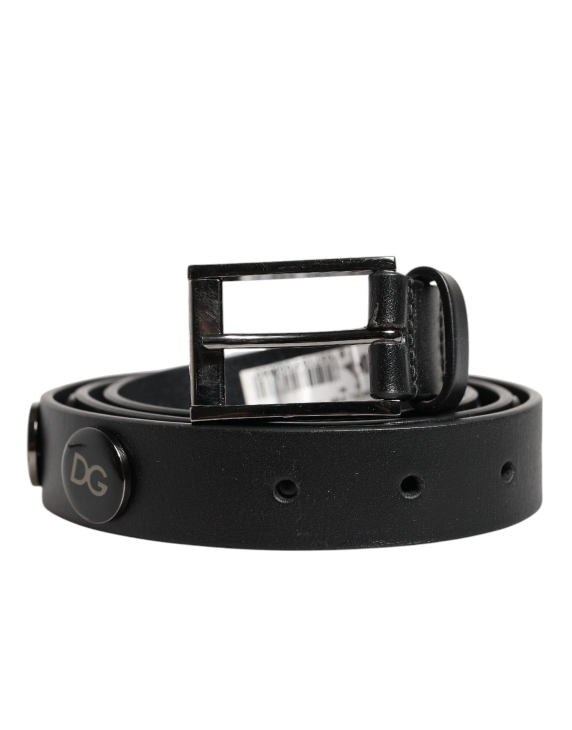 Black Luxury Leather DG Studs Buckle Belt