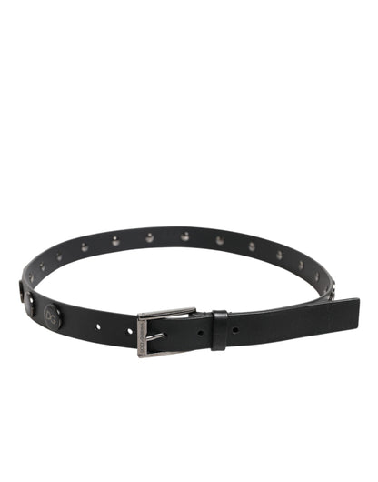 Black Luxury Leather DG Studs Buckle Belt