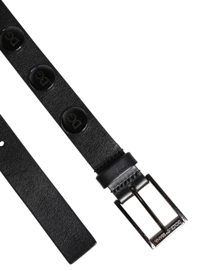 Black Luxury Leather DG Studs Buckle Belt