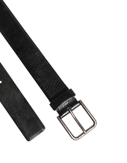 Black Classic Leather Metal Buckle Belt
