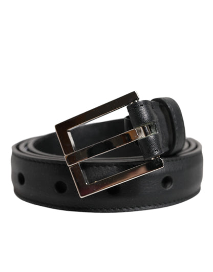 Black Classic Calfskin Leather Buckle Belt