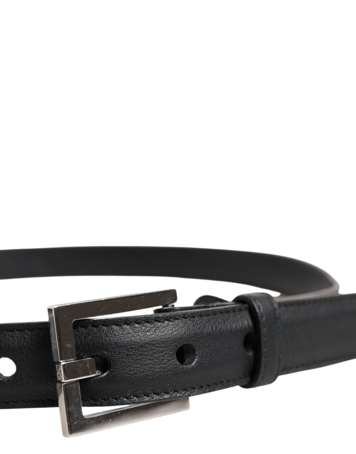 Black Classic Calfskin Leather Buckle Belt