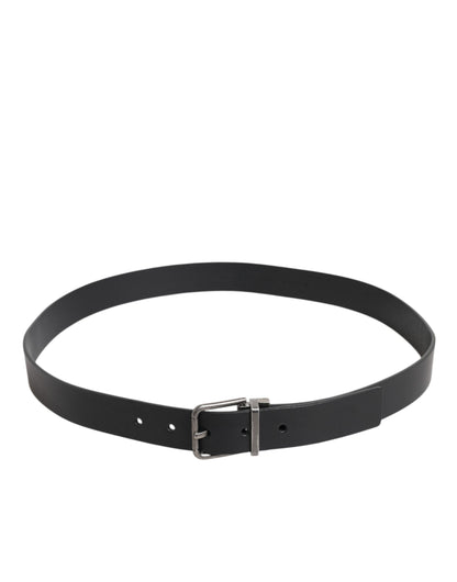 Black Classic Leather Metal Buckle Belt