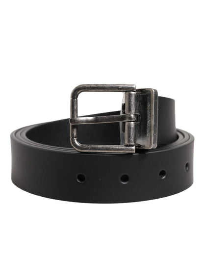 Black Classic Leather Metal Buckle Belt