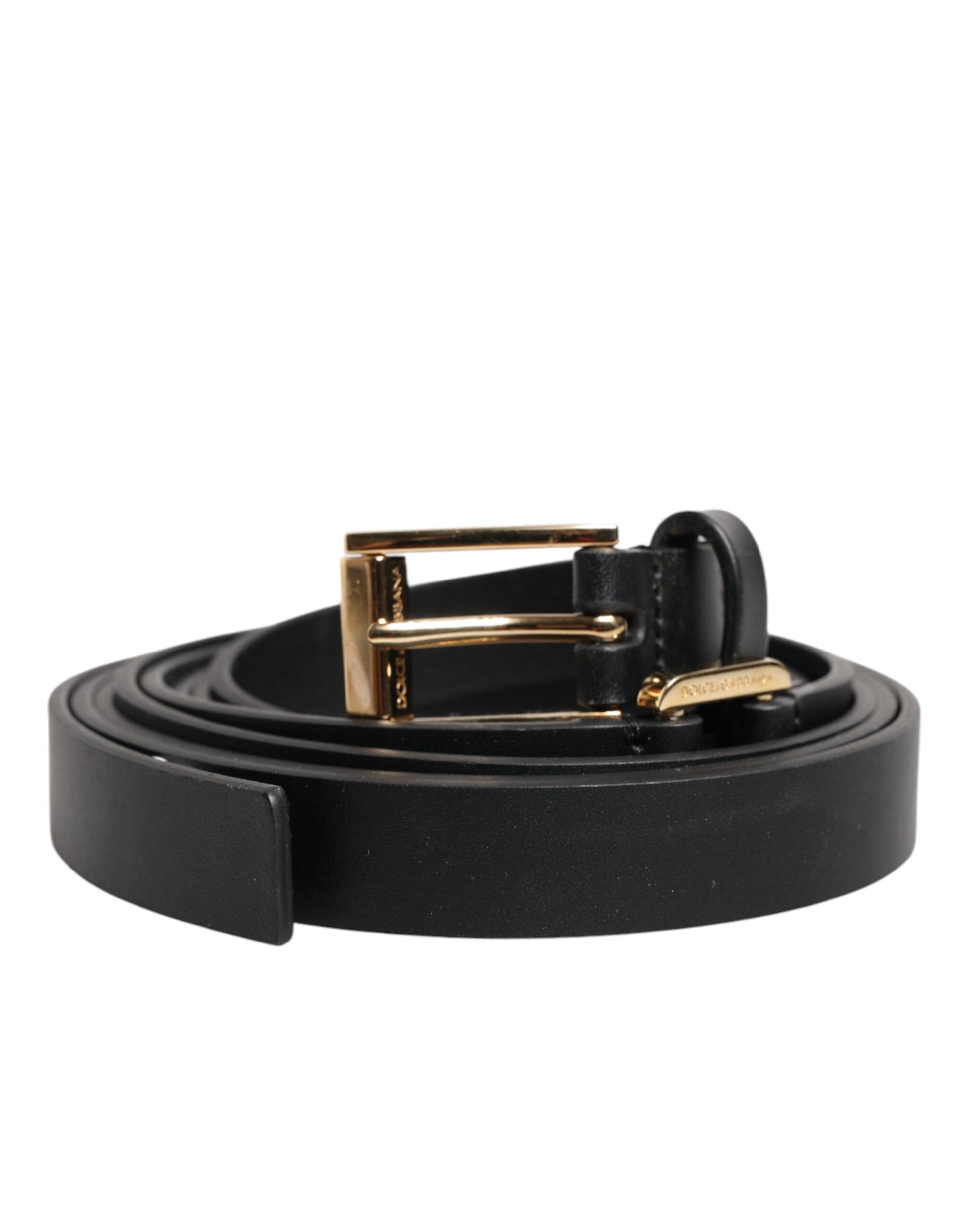 Black Double Strap Leather Gold Buckle Belt