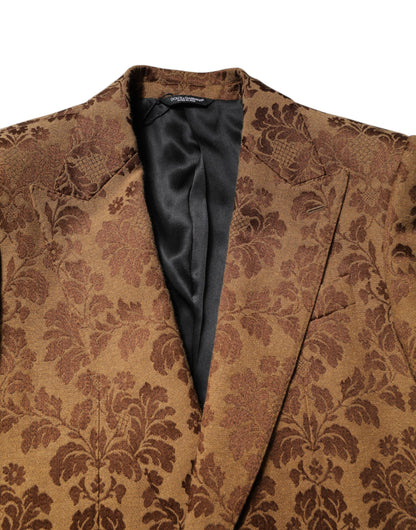 Brown Floral Jacquard SICILIA 2 Piece Suit