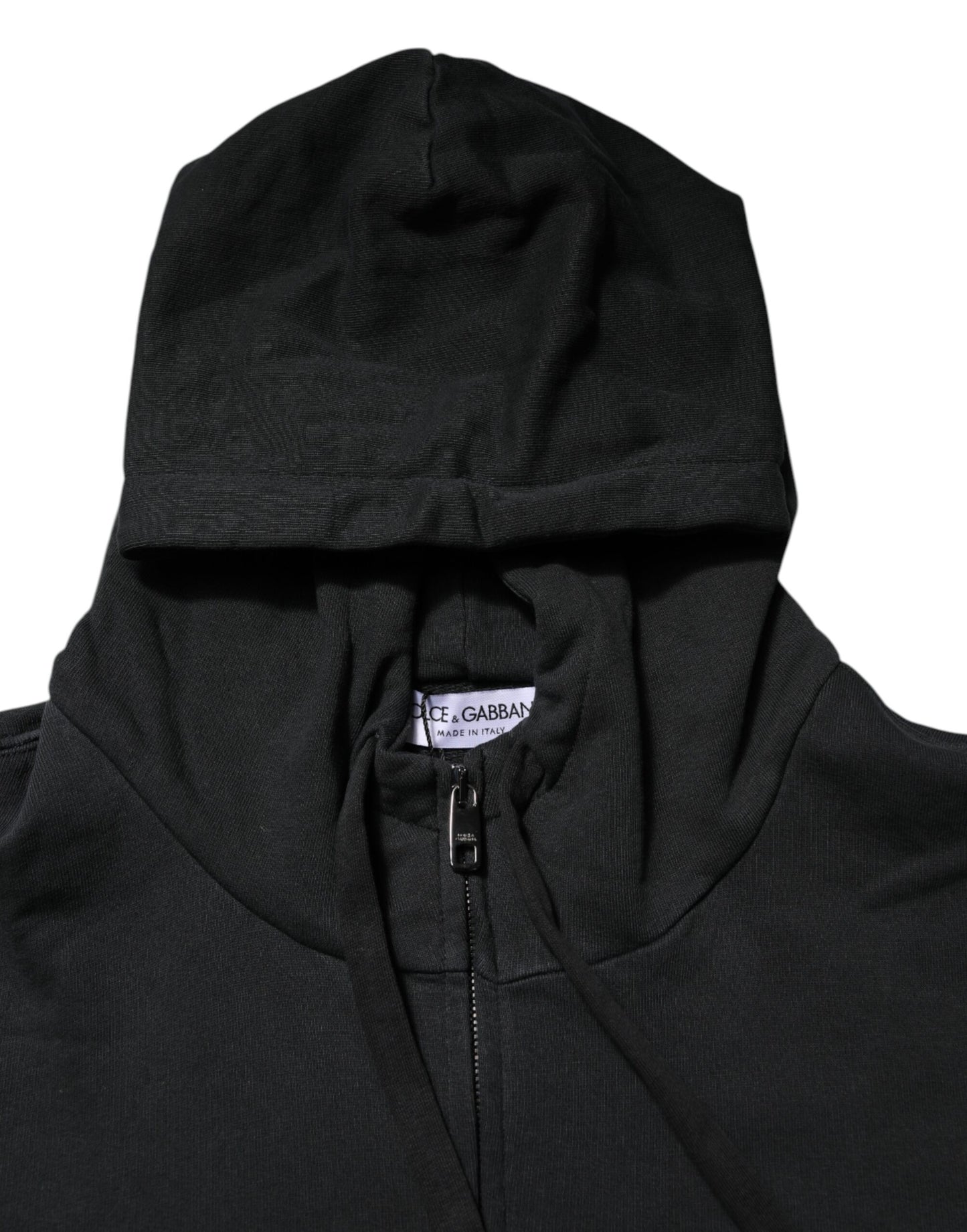 Black Logo Full Zip Hooded Men Sweatshirt Sweater