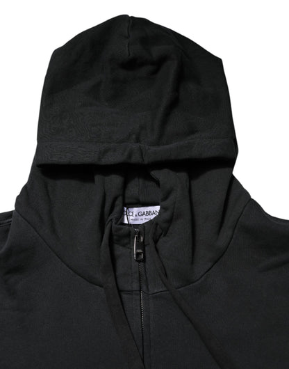 Black Logo Full Zip Hooded Men Sweatshirt Sweater