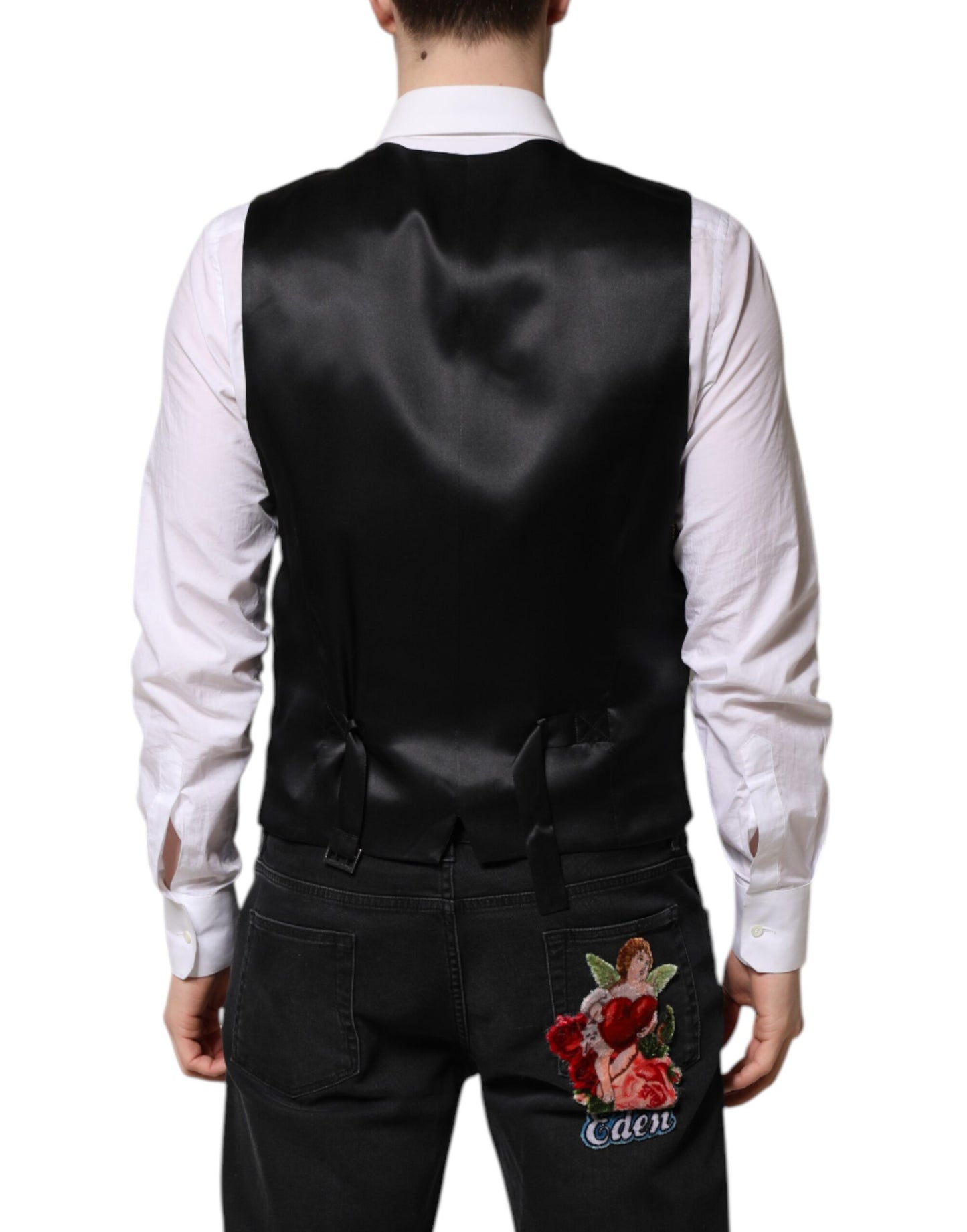Black Lurex Dress Formal Men Waistcoat Vest