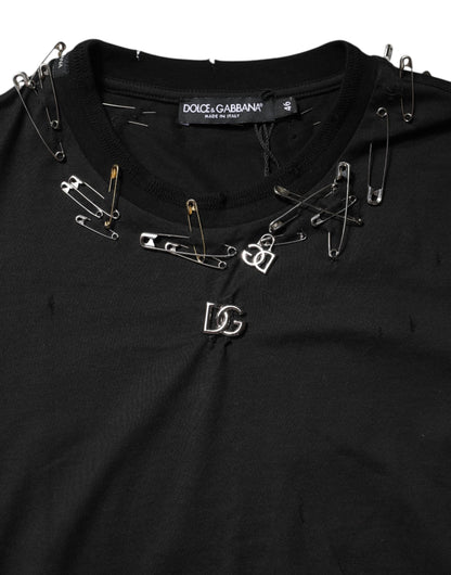 Black Logo Embellish Short Sleeves T-shirt