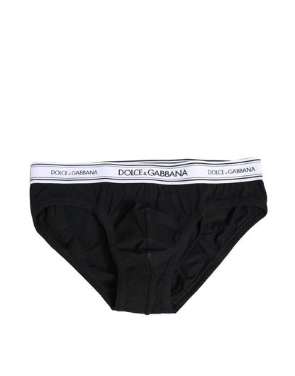 Black Cotton Stretch Regular Brief Underwear
