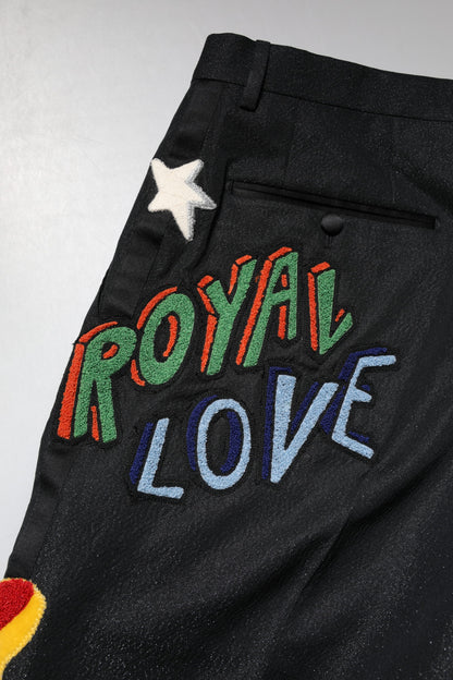 Black Graphic Embroidery Men Pants