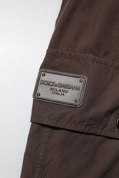 Brown Cotton Cargo Jogger Men Pants
