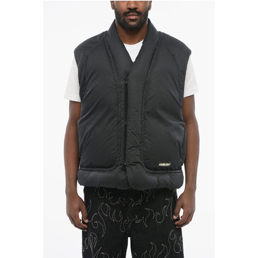 Sleeveless KIMONO Down Jacket with Snap Buttons