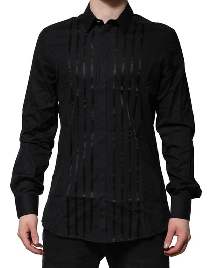 Black Cotton GOLD Mens Dress Formal Shirt