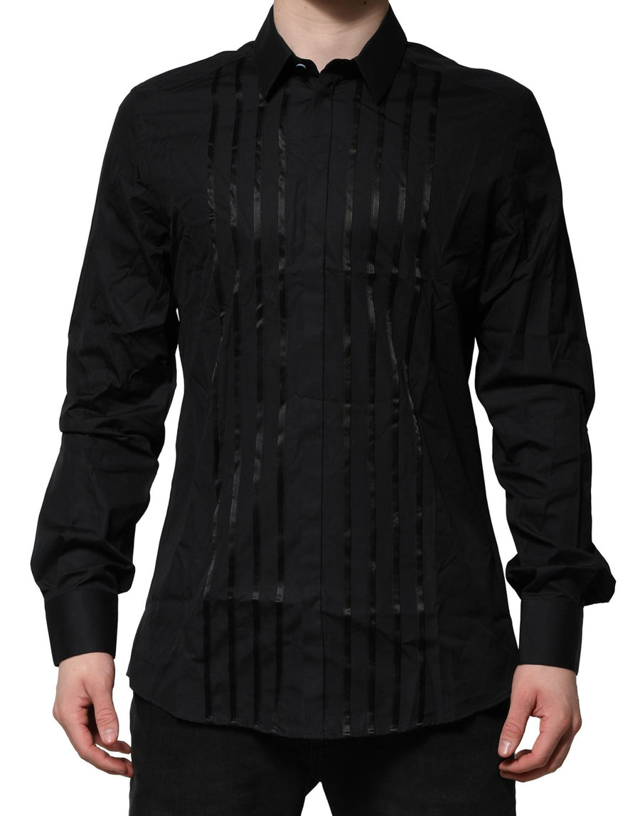 Black Cotton GOLD Mens Dress Formal Shirt