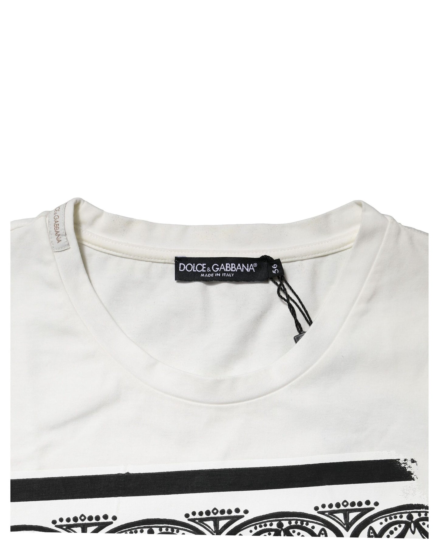 White Bandana Cotton Men Crew Neck T-shirt