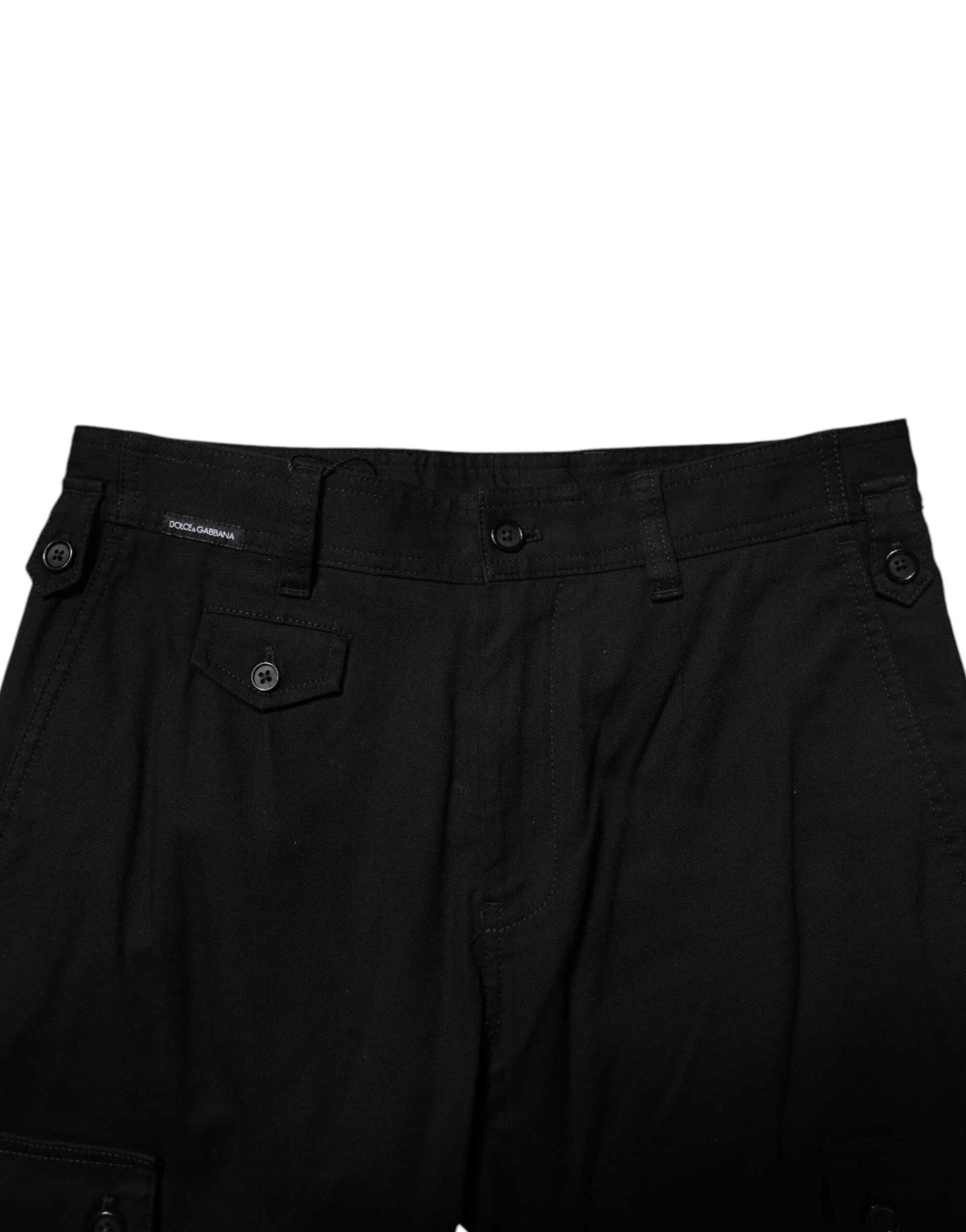 Black Cotton Formal Men Cropped Pants