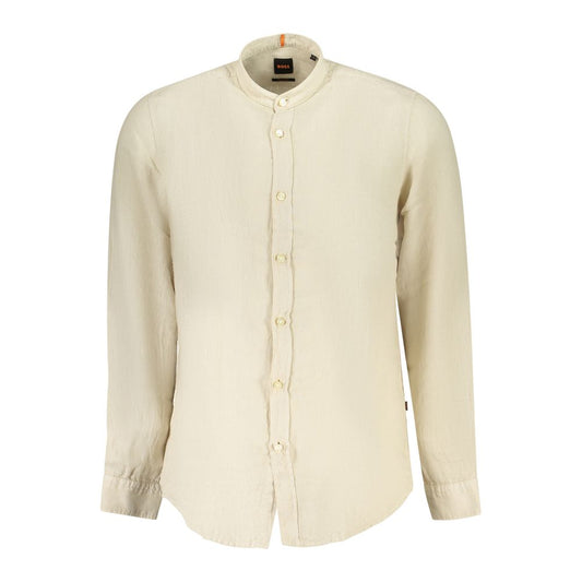 Beige Linen Men Shirt
