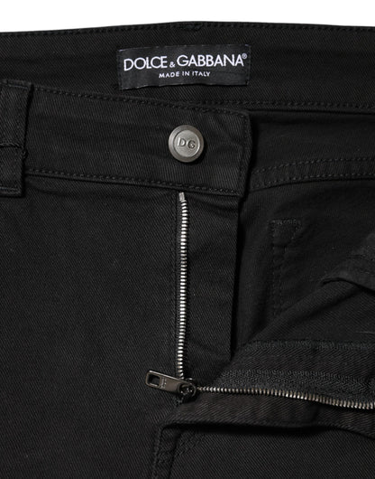 Black Cotton Mid Waist Denim Jeans