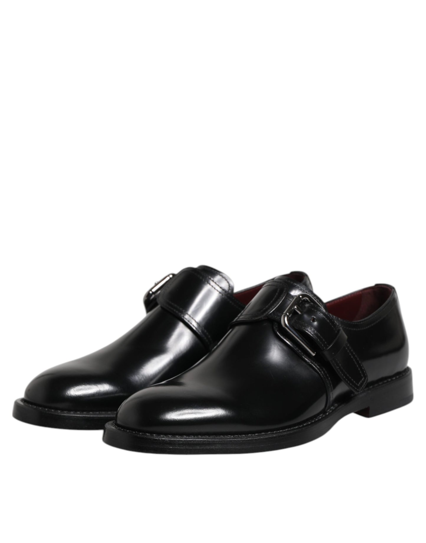 Black Leather Monk Strap Derby Formal Shoes