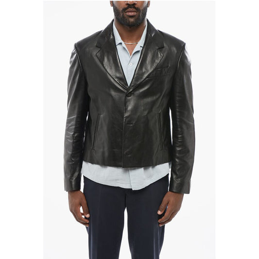 Lamb Leather Blazer with Flush Pockets
