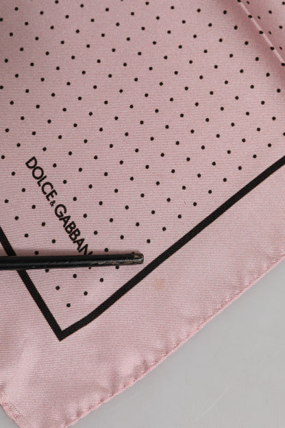 Beige Dotted Silk Square Men Foulard Scarf