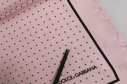 Beige Dotted Silk Square Men Foulard Scarf