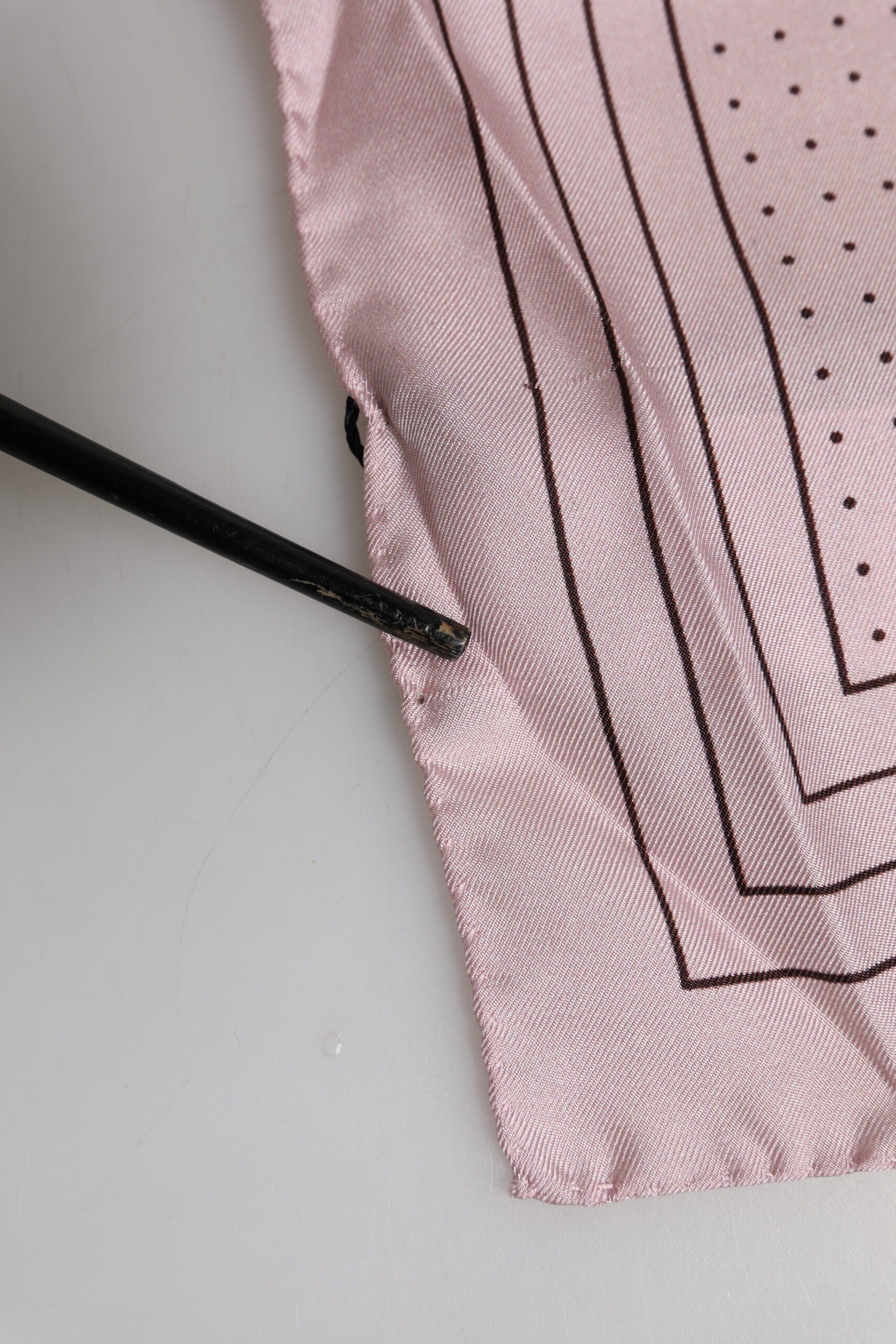 Beige Dotted Silk Square Men Foulard Scarf