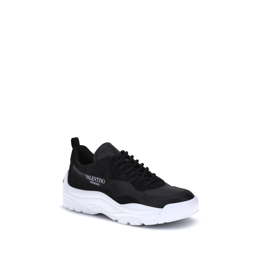 Black Calf Leather Bos Taurus Chunky Sneakers