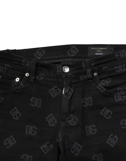 Black Cotton DG Logo Skinny Men Denim Jeans