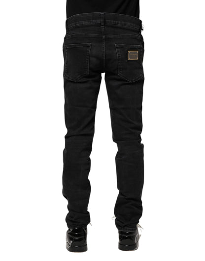 Black Cotton Skinny Men Denim Jeans