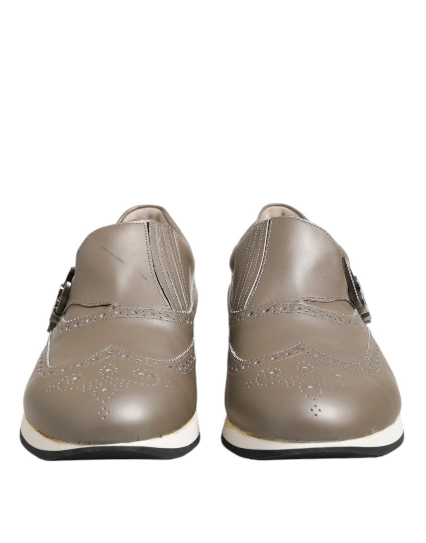 Brown Leather Men Low Top Sneakers Shoes