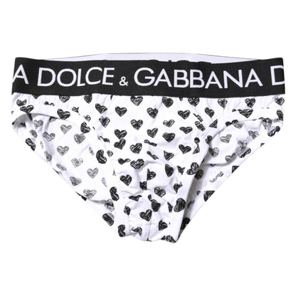 White Heart Printed Regular Brief Underwear