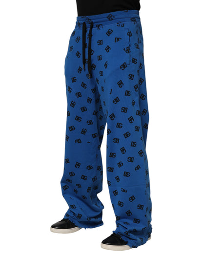 Blue Logo Print Jogger Men Sweatpants Pants