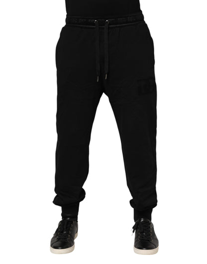 Black Cotton Drawstring Jogger Pants