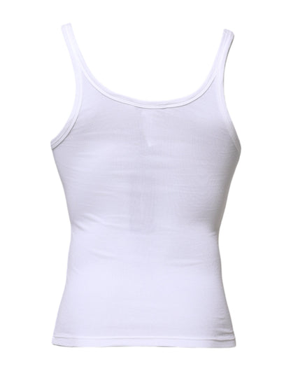 White Sleeveless Round Neck Men Tank T-shirt