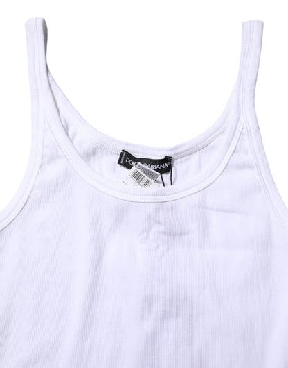 White Sleeveless Round Neck Men Tank T-shirt