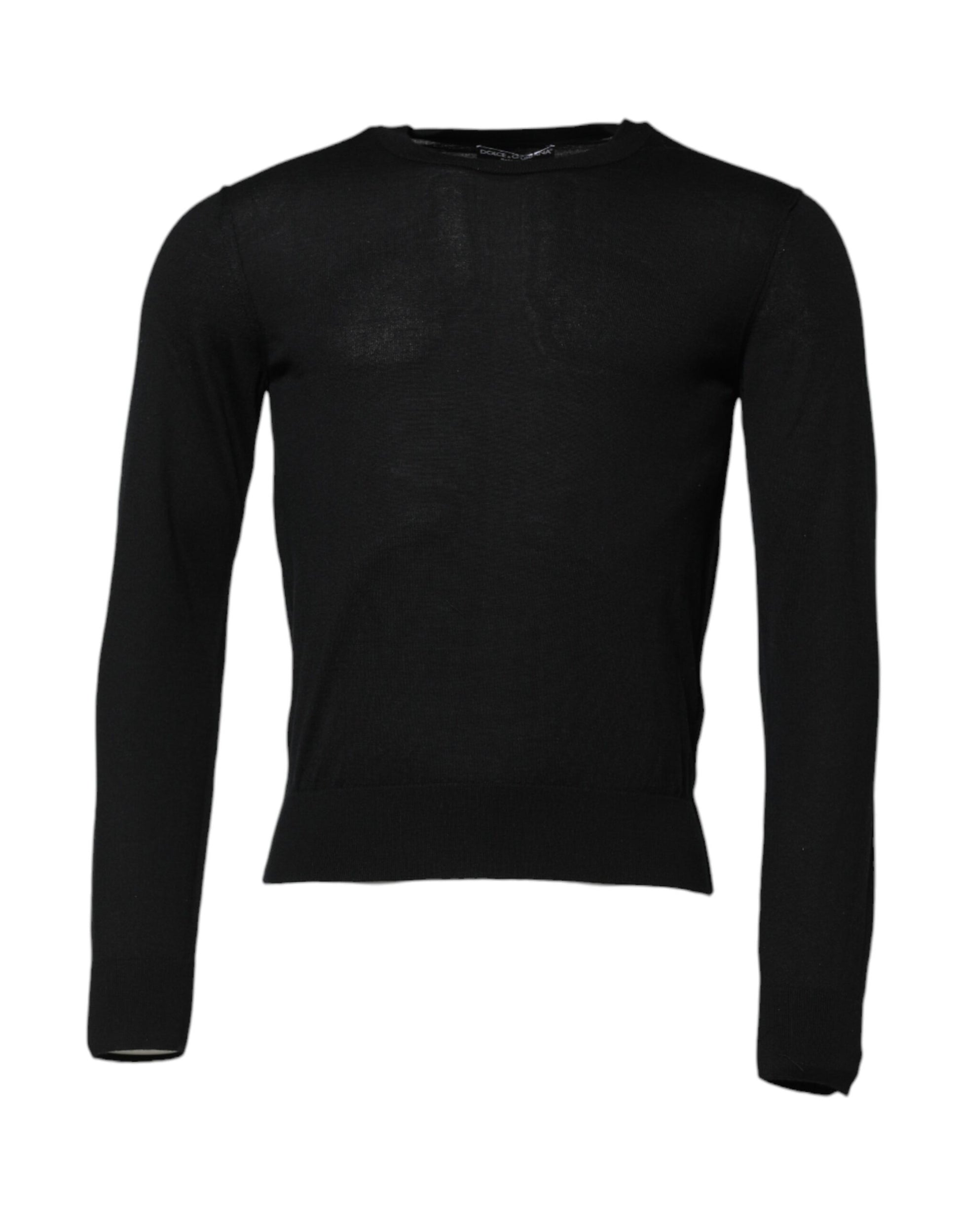 Black Cashmere Crew Neck Long Sleeves T-shirt