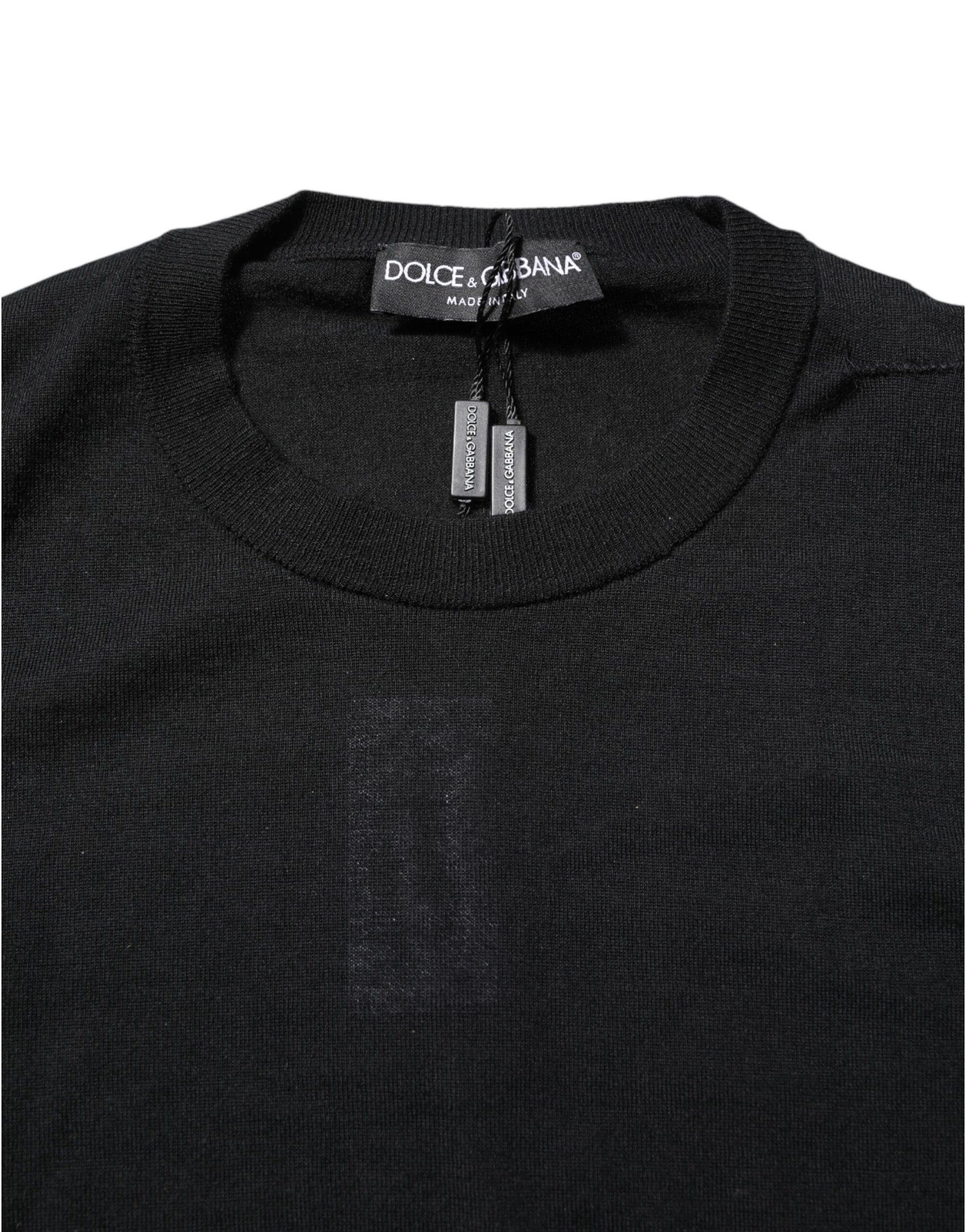 Black Cashmere Crew Neck Long Sleeves T-shirt