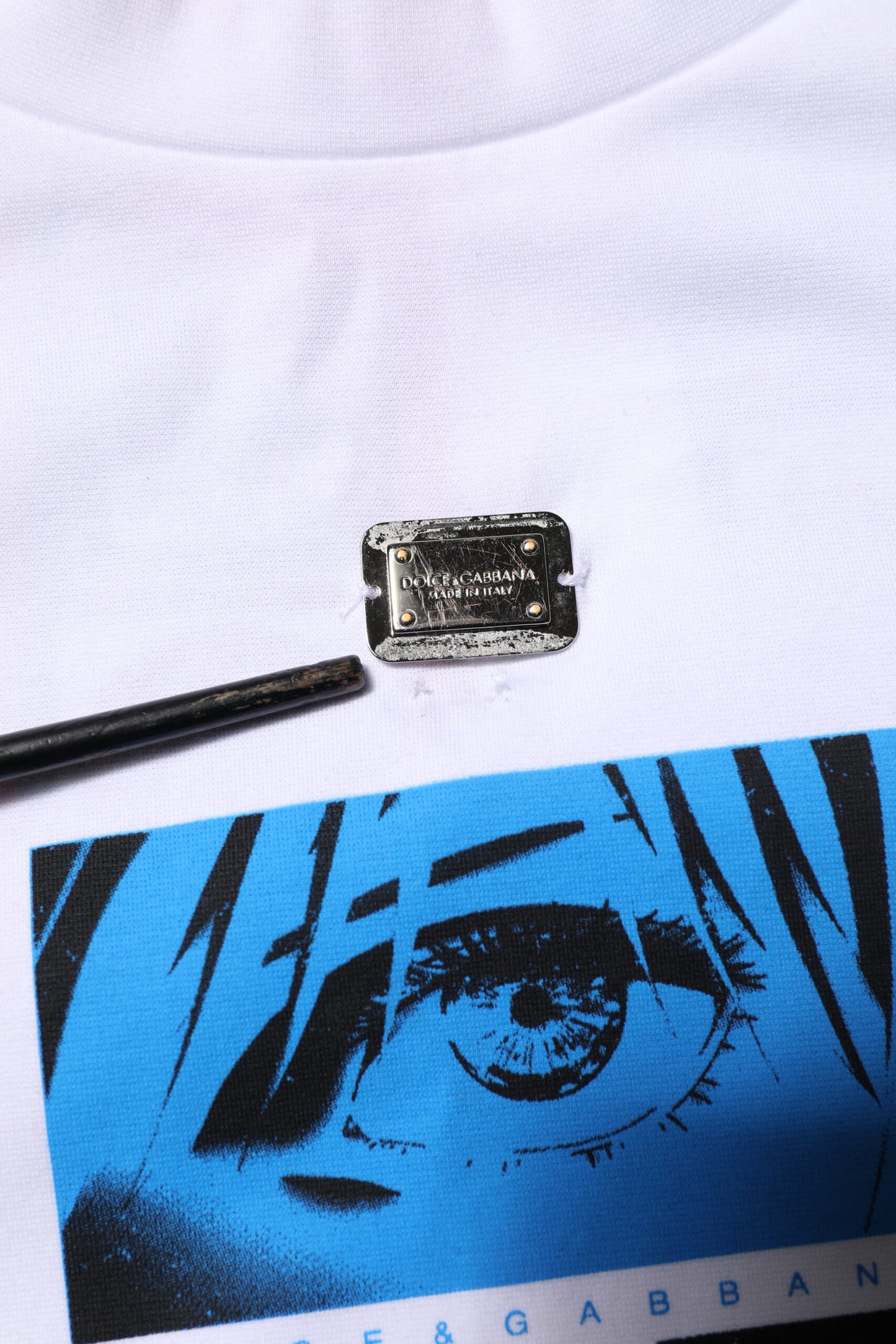 White Cotton Crew Neck Graphic Print T-shirt