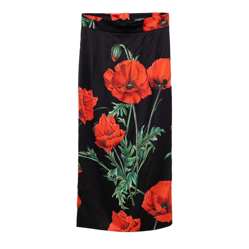 Bicolor Silk Midi Skirt