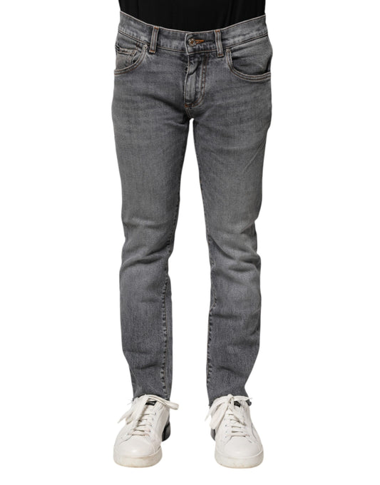 Gray Cotton Skinny Men Denim Trouser Jeans