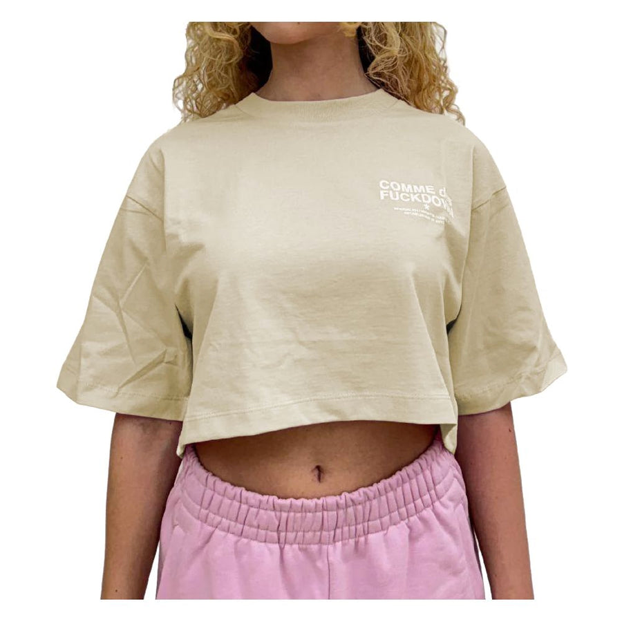 Beige Cotton Women T-Shirt