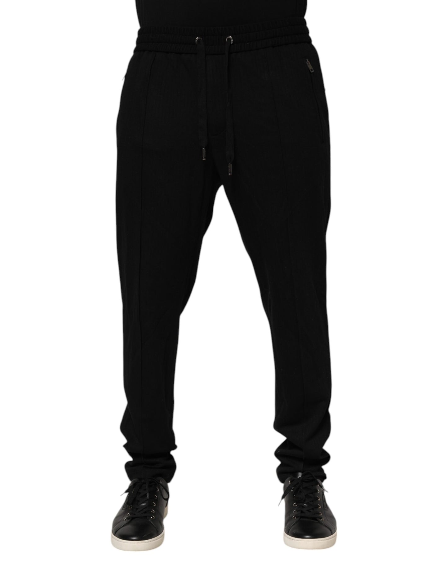 Black Viscose Skinny Logo Men Jogger Pants