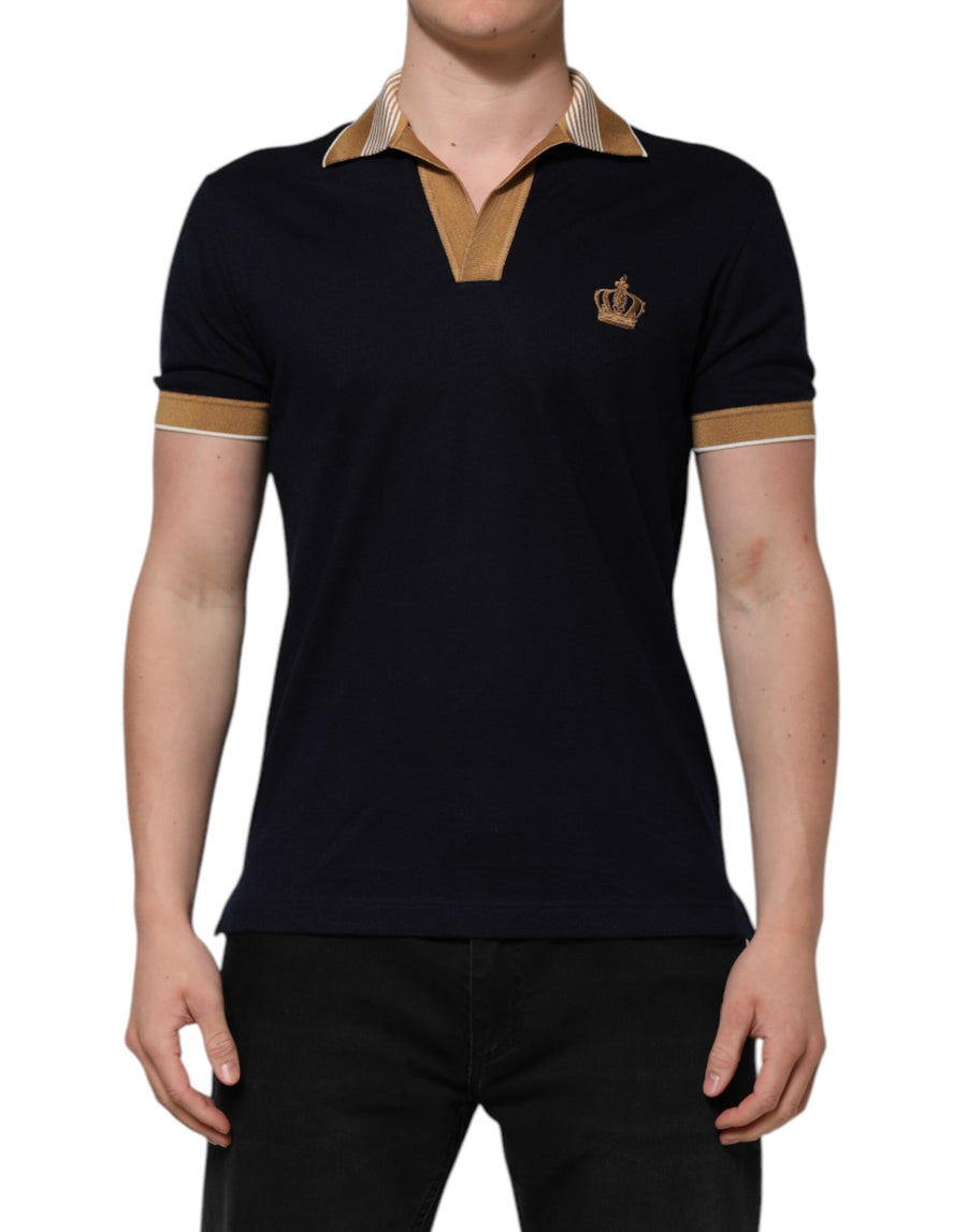 Black Cashmere Crown Logo Men Polo T-shirt