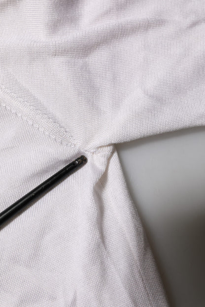 White Silk Short Sleeves Men Henley T-shirt