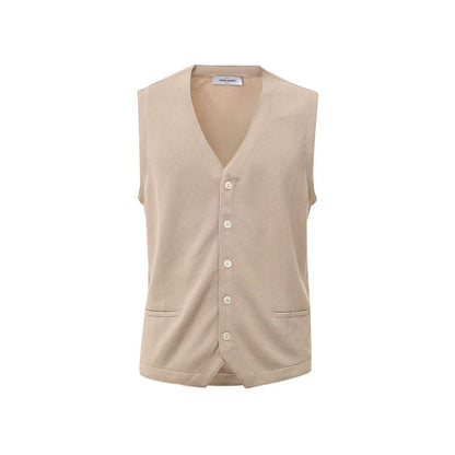 Beige Cotton Sleveless Jacket