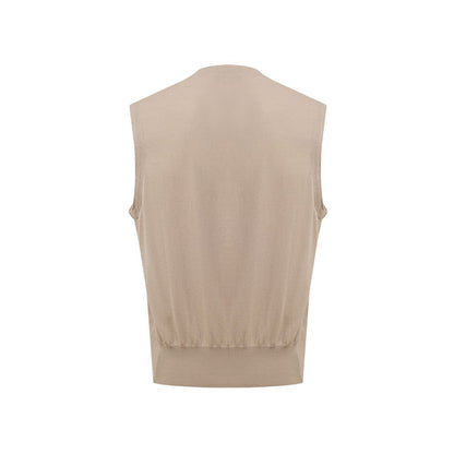 Beige Cotton Sleveless Jacket