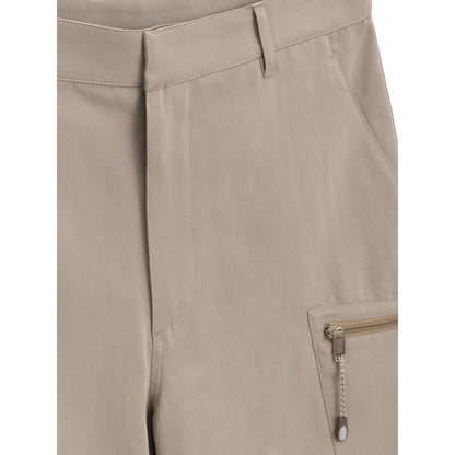 Beige Cotton Cargo Shorts